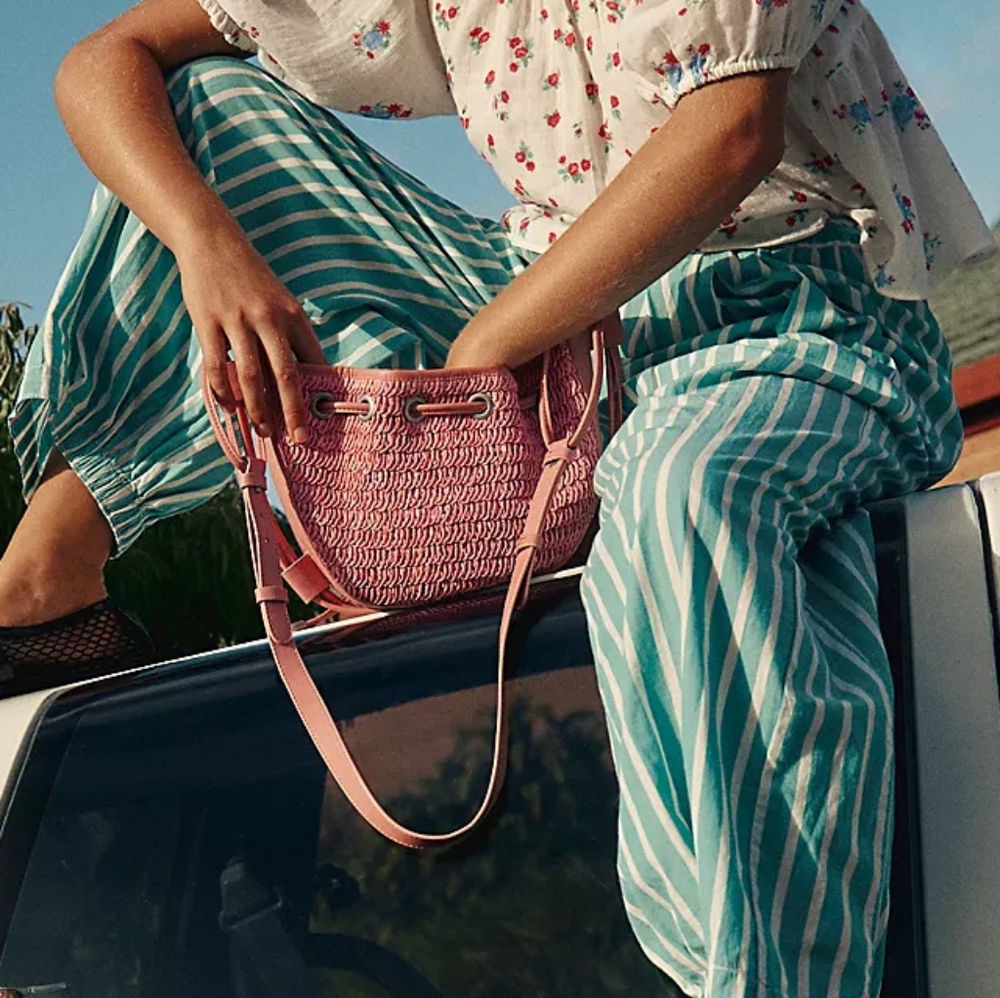 Free People Pink Woven Crossbody Bag